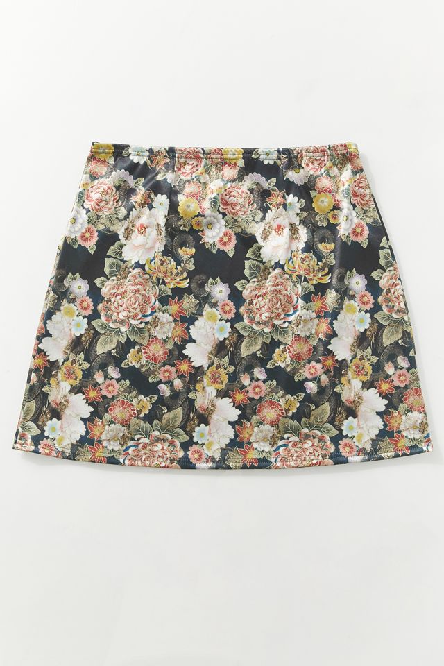 UO Printed Satin Notched Mini Skirt #4