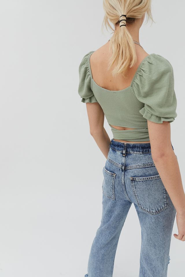 UO Annie Puff Sleeve Wrap Top #1
