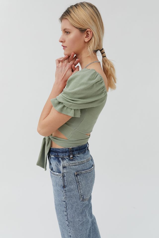 UO Annie Puff Sleeve Wrap Top #3
