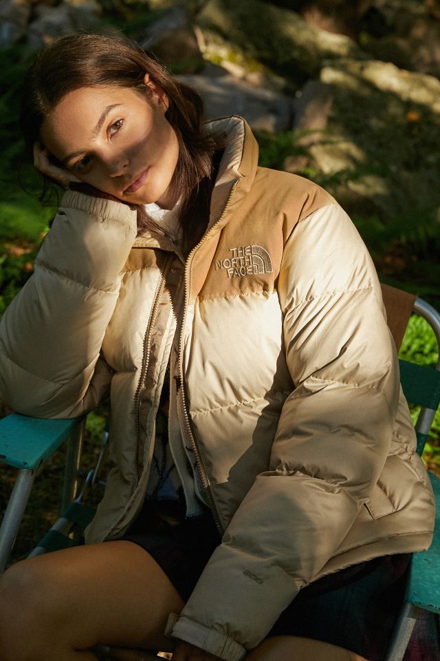 north face cream puffer coat