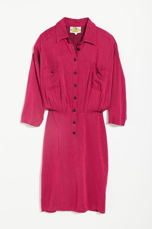 Vintage Magenta Shirt Dress 