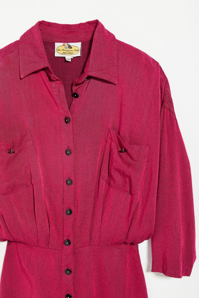 Vintage Magenta Shirt Dress  #1
