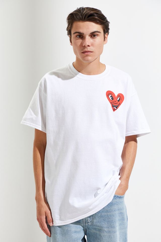 Keith Haring Heart T-Shirt in White - Size Large