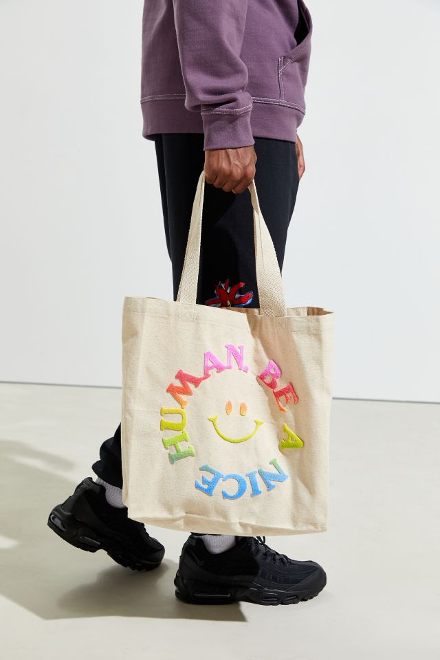 Be A Nice Human Puff Print Tote Bag   #2