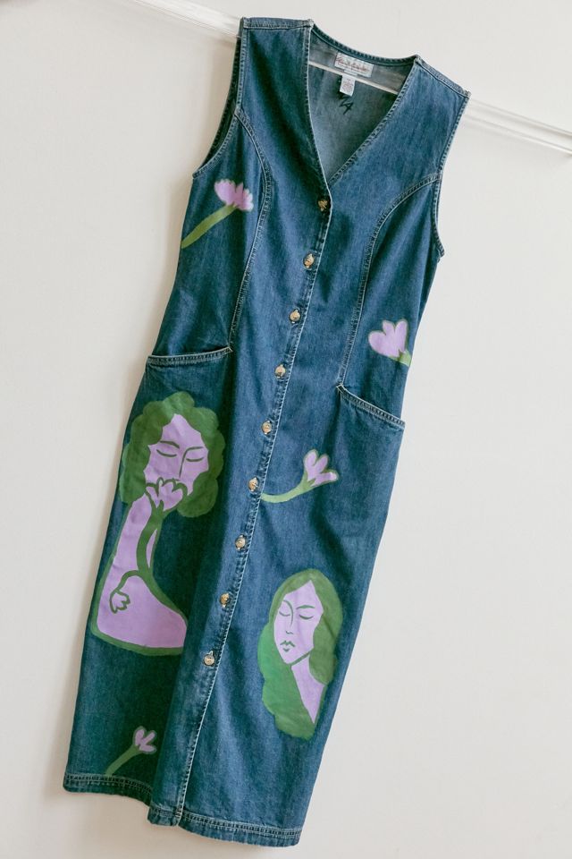 Urban Renewal Vintage X Liza Denim Hand-Painted Graphic Denim Maxi Dress |  Urban Outfitters