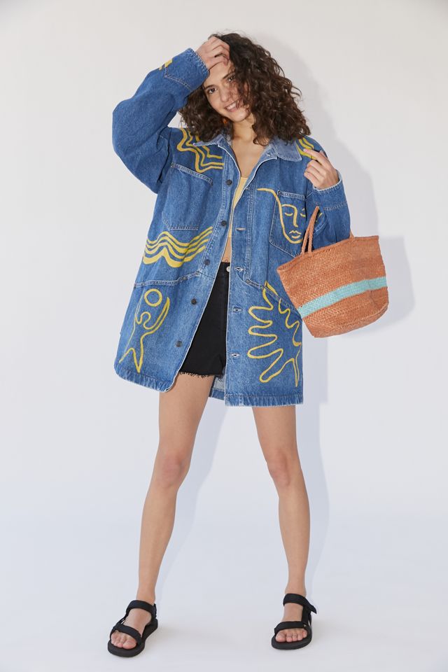 Urban Renewal Vintage X Liza Denim Hand-Painted Longline Stussy