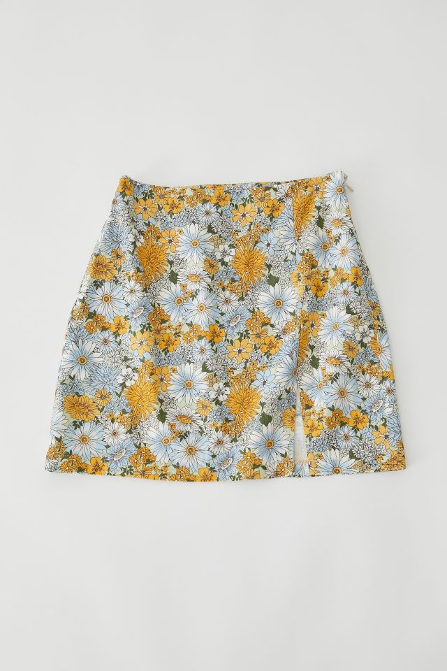 UO Darren Notched Linen Mini Skirt #1
