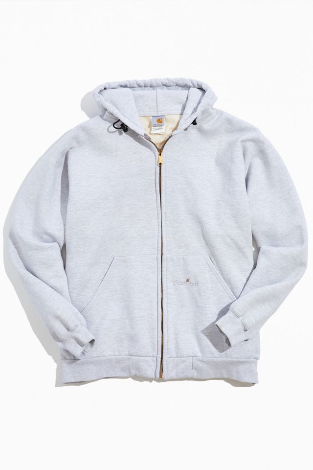 Light Grey Zip Through Thick Drawstring Hoodie