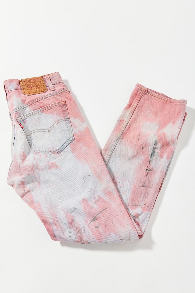 Aayomet Jeans for Teen Girls Dye Printing Two Color Tie Dye Denim Pants  (Pink, XXL) 