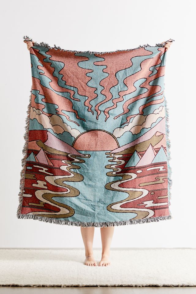 Psychedelic Landscape Woven Throw Blanket | Urban Outfitters
