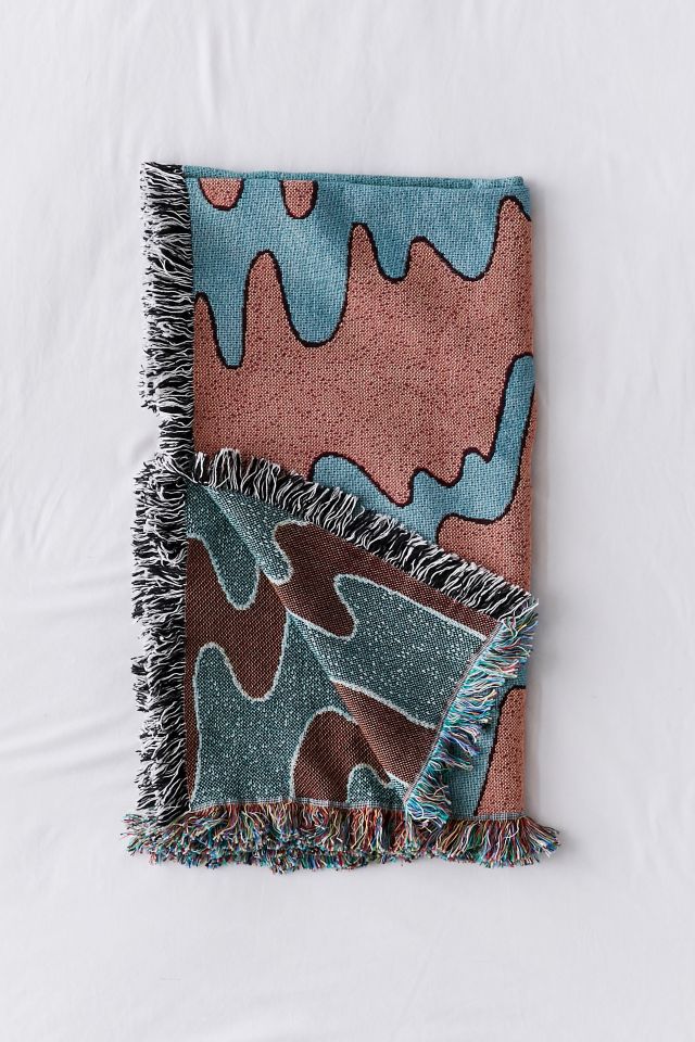 Psychedelic Landscape Woven Throw Blanket #1