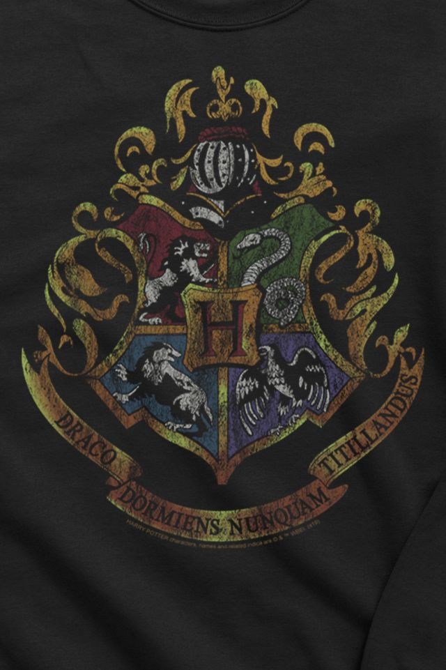 Harry Potter Distressed Hogwarts Crest Crew Neck Sweatshirt