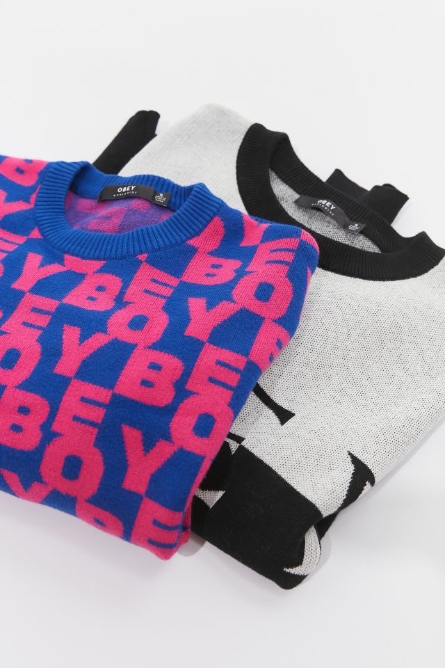 OBEY Stacked Logo Crew Neck Sweater #1