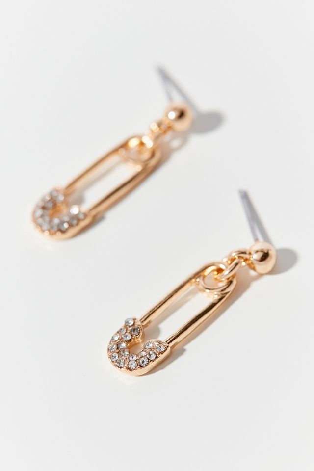 Rhinestone Safety Pin Post Earring | Urban Outfitters