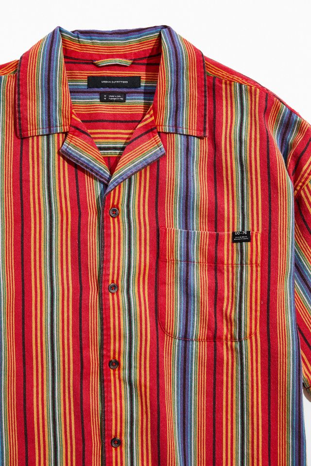 UO Rainbow Stripe Short Sleeve Button-Down Shirt  #2