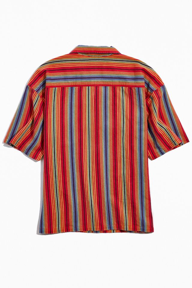 UO Rainbow Stripe Short Sleeve Button-Down Shirt  #4