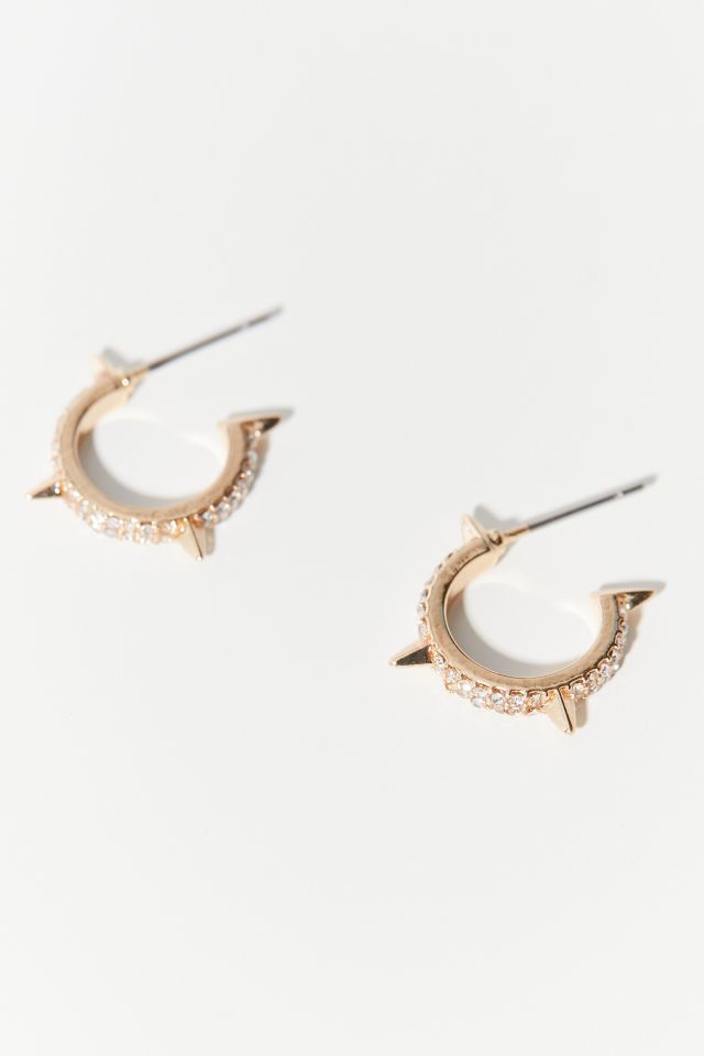 Rhinestone Spike Huggie Hoop Earring #1
