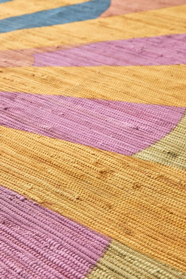 Sunrise Printed Rag Rug | Urban Outfitters