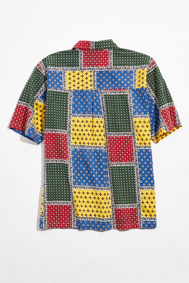 UO Patchwork Bandana Short Sleeve Button-Down Shirt | Urban Outfitters