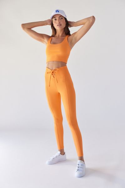 Year Of Ours Football Ribbed Lace Up Legging In Orange