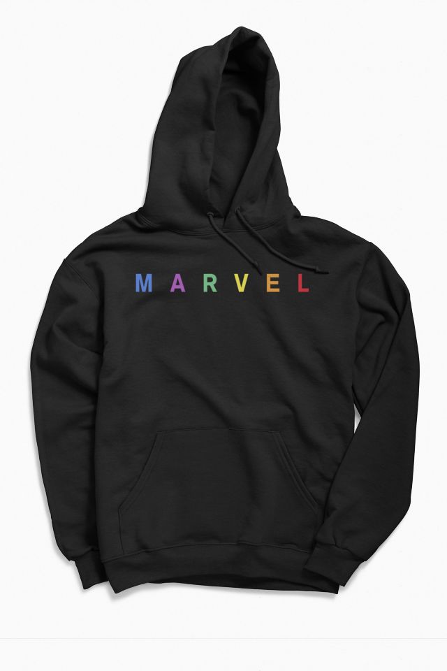 Marvel Rainbow Logo Hoodie Sweatshirt Urban Outfitters