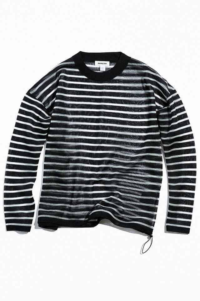 Monkey Time Mesh Stripe Long Sleeve Tee | Urban Outfitters