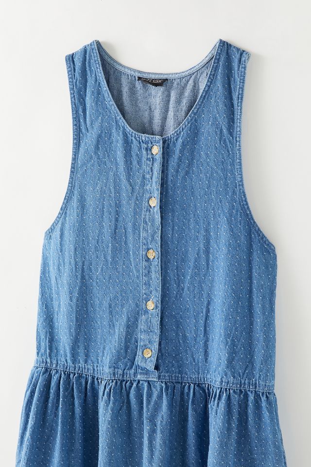 Vintage Dotted Denim Maxi Dress  #1