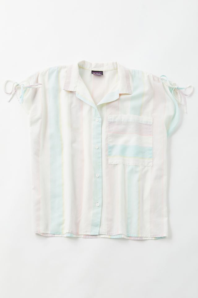 Vintage Pastel Stripe Button-Front Top | Urban Outfitters Canada