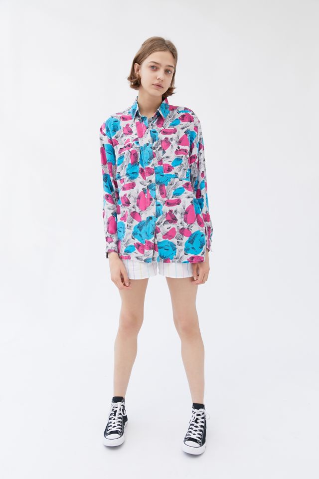 Urban Renewal Vintage Silky Bright Floral Top  #1