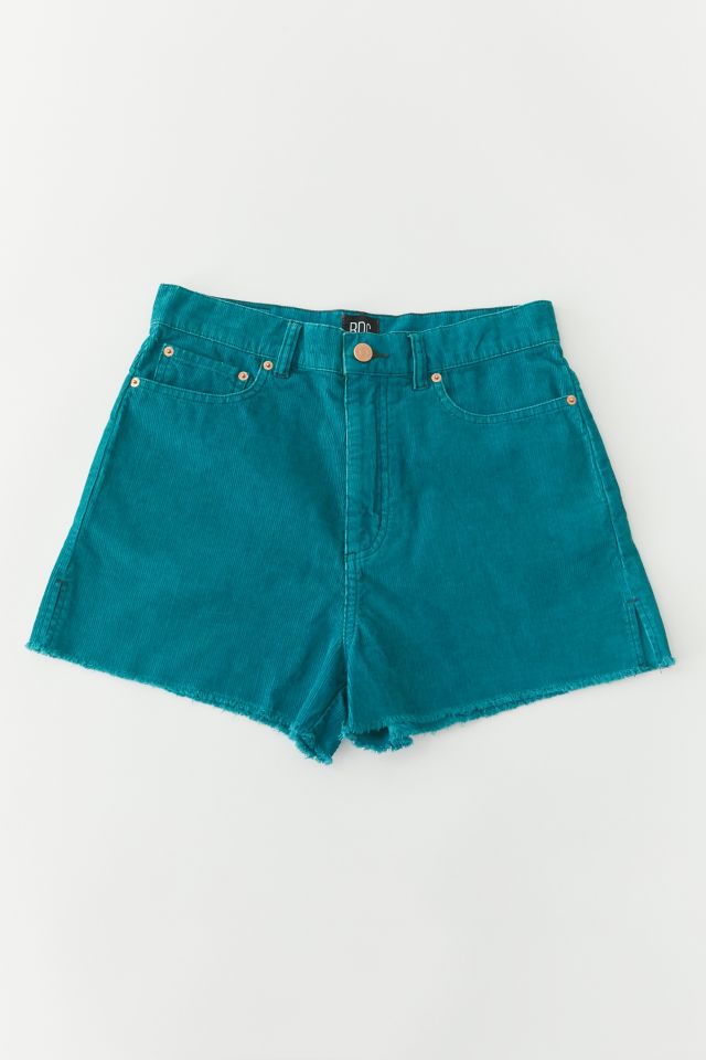 BDG High-Waisted Corduroy Girlfriend Short – Turquoise | Urban Outfitters