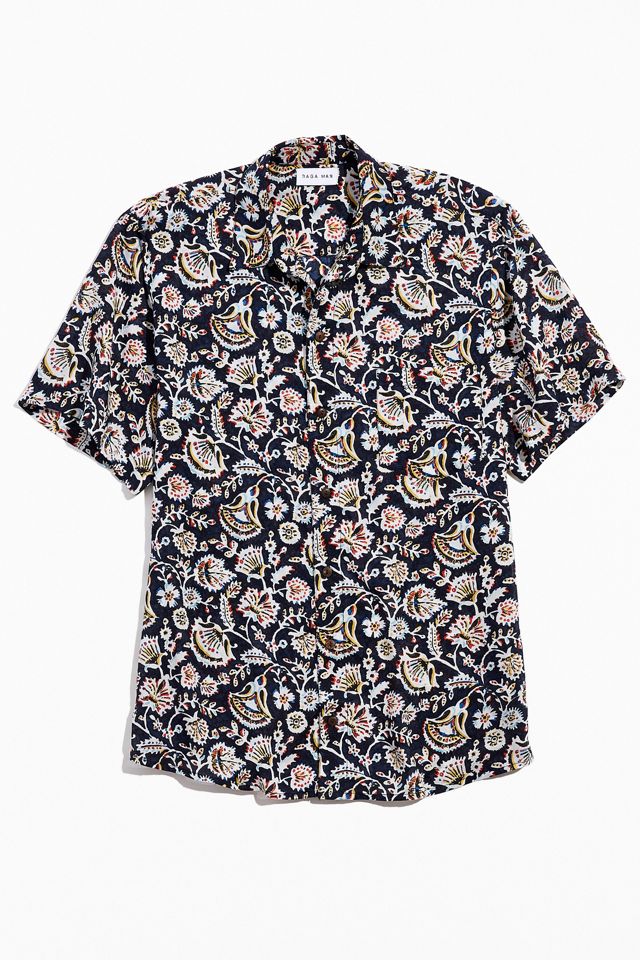 Raga Man Floral Short Sleeve Button-Down Shirt  #1