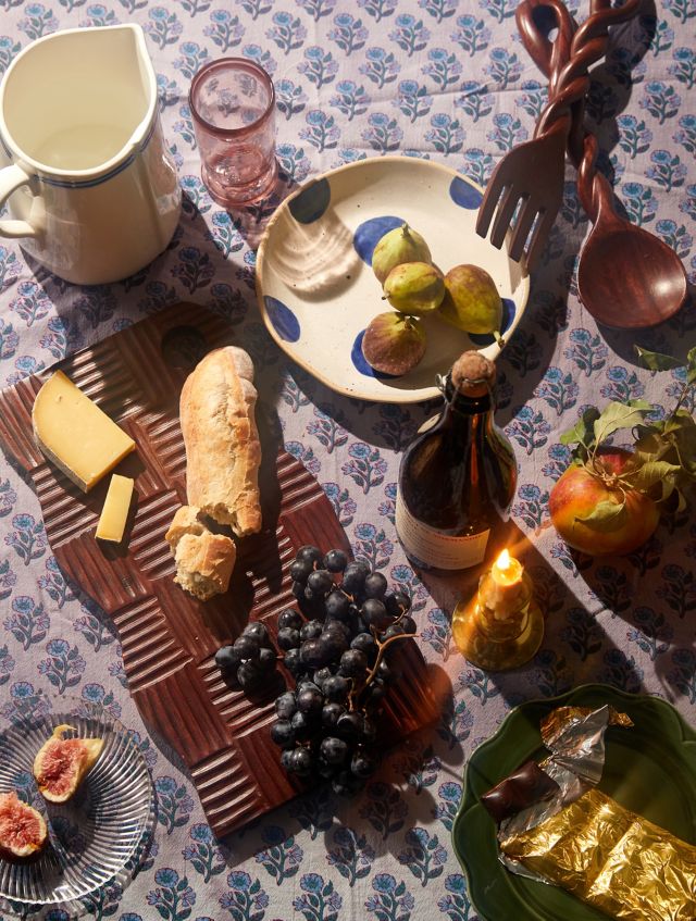 Overdyed Block Print Tablecloth #1