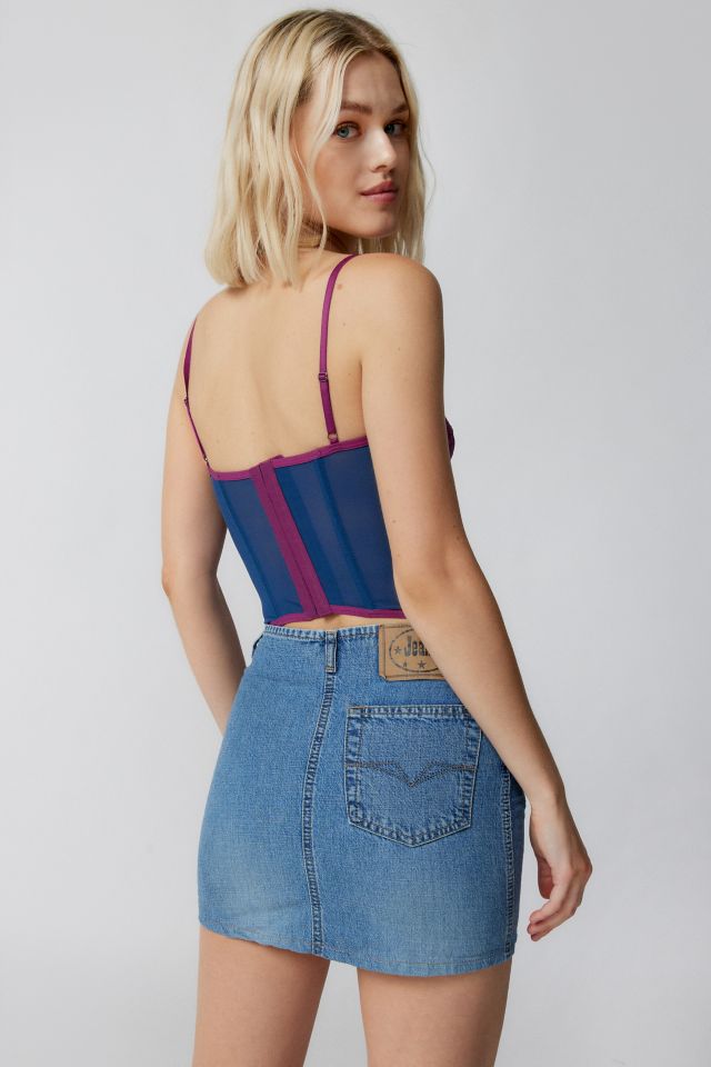 Urban Outfitters Out from Under Modern Love Corset Top SMALL Slate Blue NWT  NEW