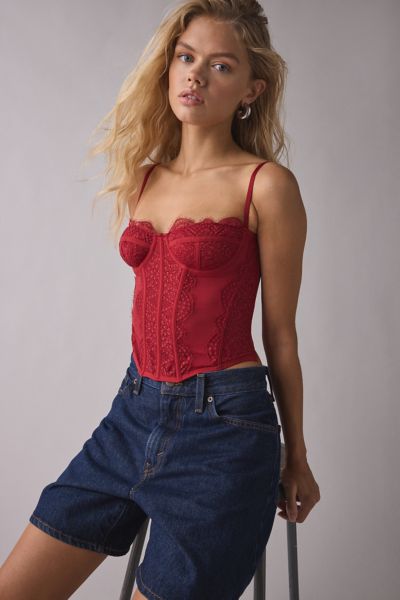 Out From Under Modern Love Corset In Red At Urban Outfitters In Burgundy