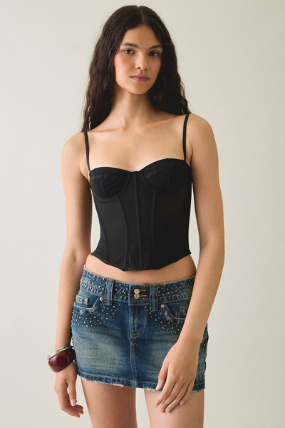 Urban Outfitters Out From Under Modern Love Corset in jet black, a boned corset top
