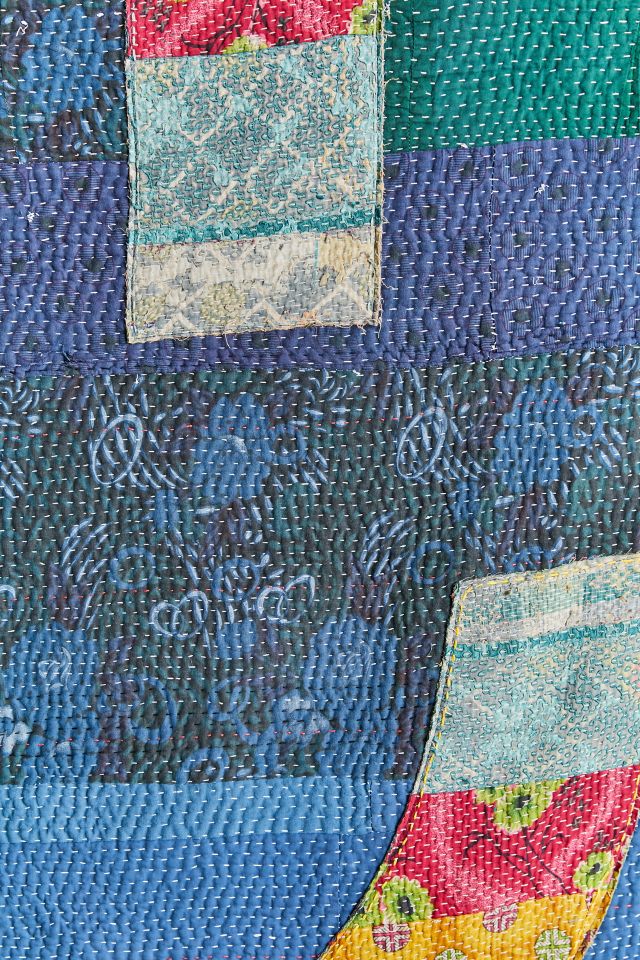 Urban Renewal One-Of-A-Kind Happy Face Kantha Tapestry #1