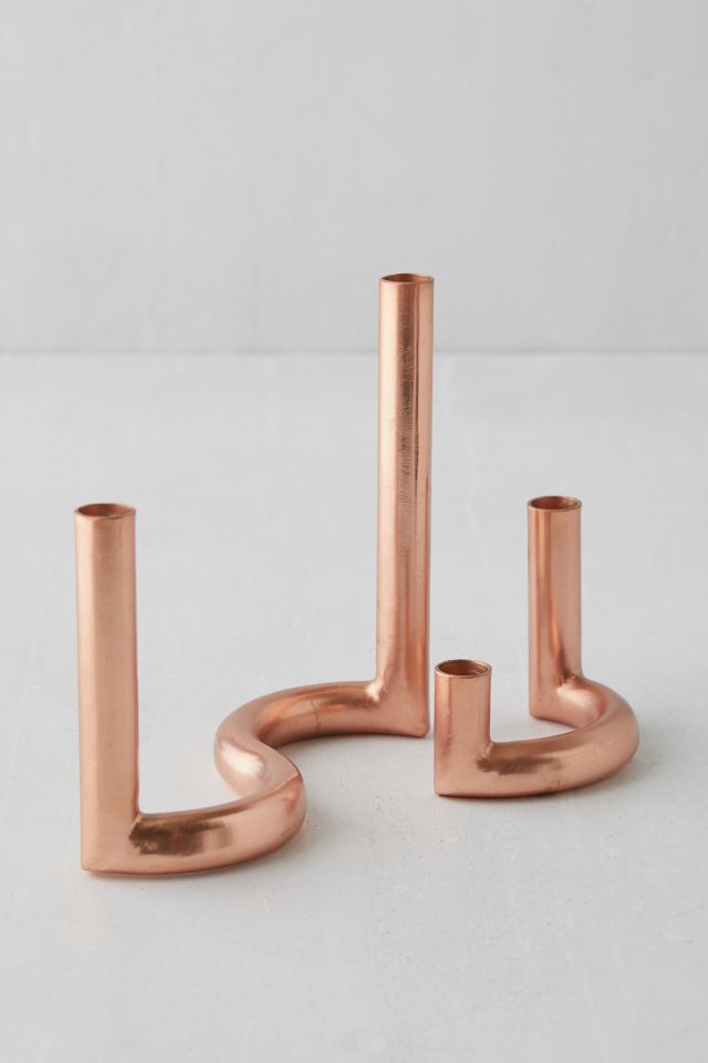 Bent Bronze Taper Candle Holder Set #2
