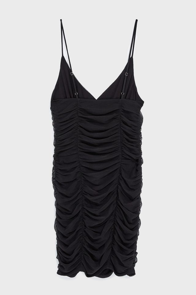 uo moonbeam ruched mesh mini dress Urban outfitters moonbeam ruched