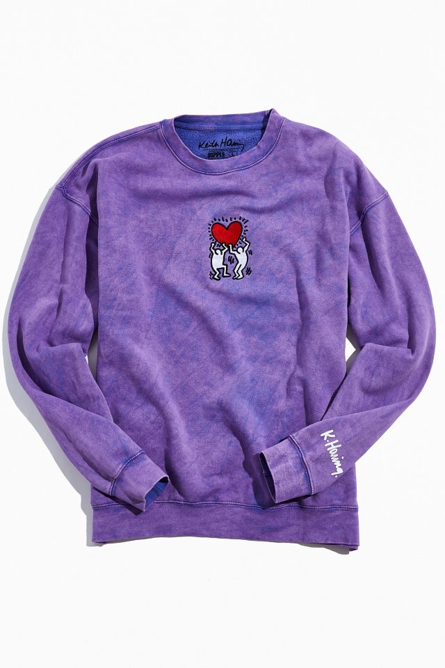 Keith Haring Embroidered Crew Neck Sweatshirt Urban Outfitters