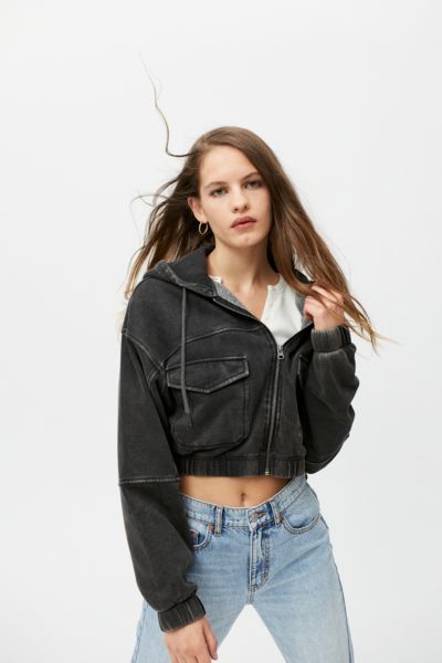 UO Yogi Fleece Cropped Zip-Up Hoodie Sweatshirt | Urban Outfitters