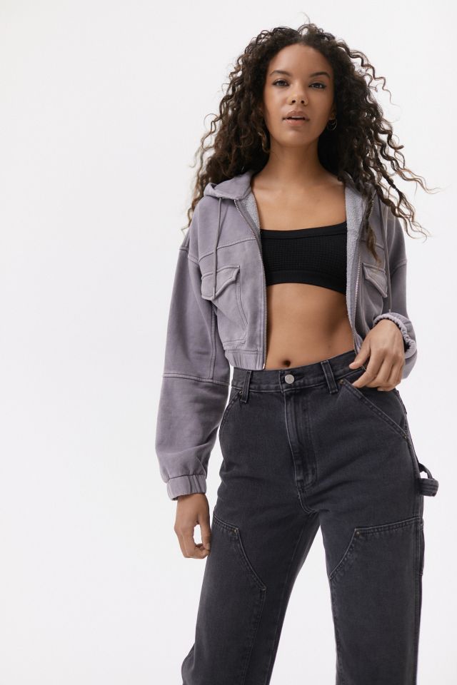 Cropped zip shop up fleece