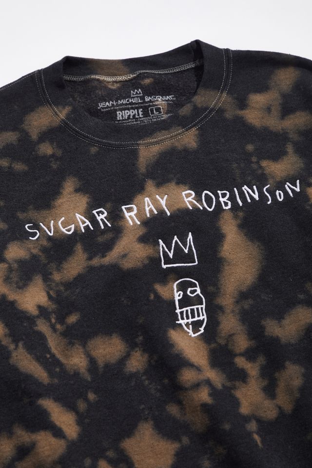 Basquiat Sugar Ray Robinson Bleach Tie-Dye Crew Neck Sweatshirt  #1