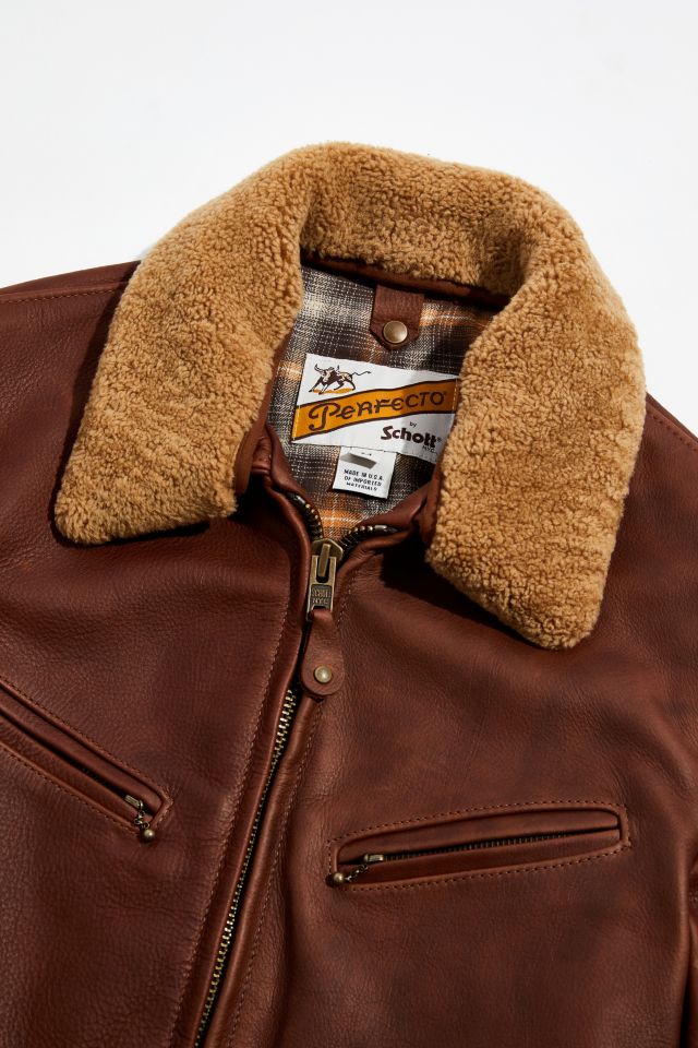 Blouson de moto en cuir antique Schott #1