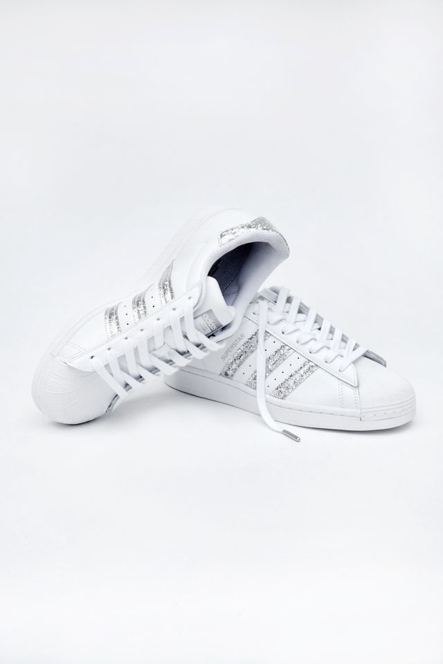 Adidas superstar white outlet and glitter