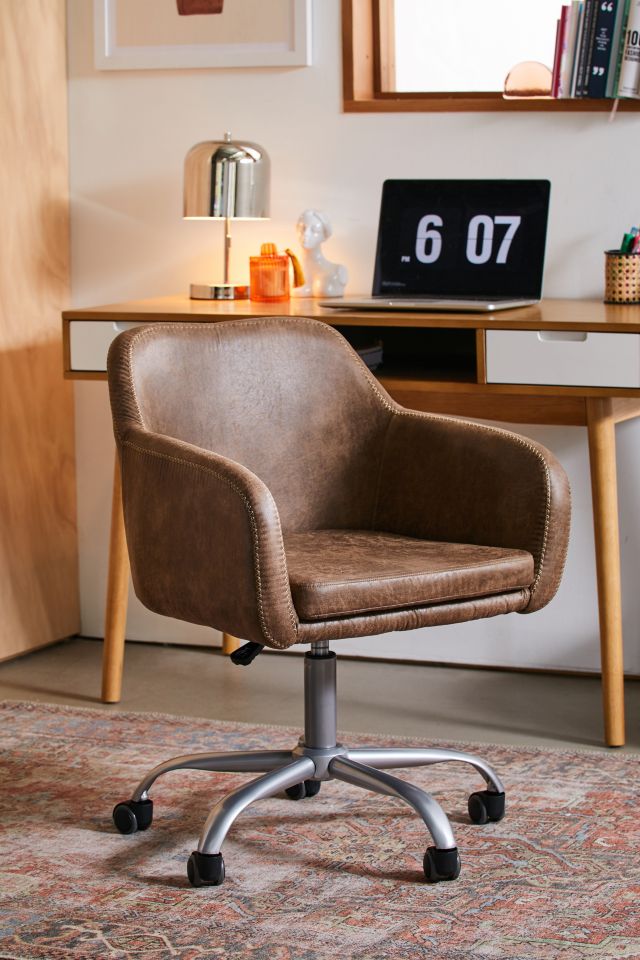 Leather brown store desk chair