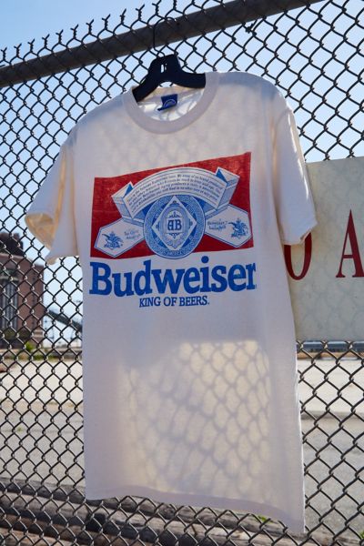 VINTAGE BUDWEISER King of Beers Shirt Embroidery Stitching by Marvin's Missoula Montana Tshirt Size L