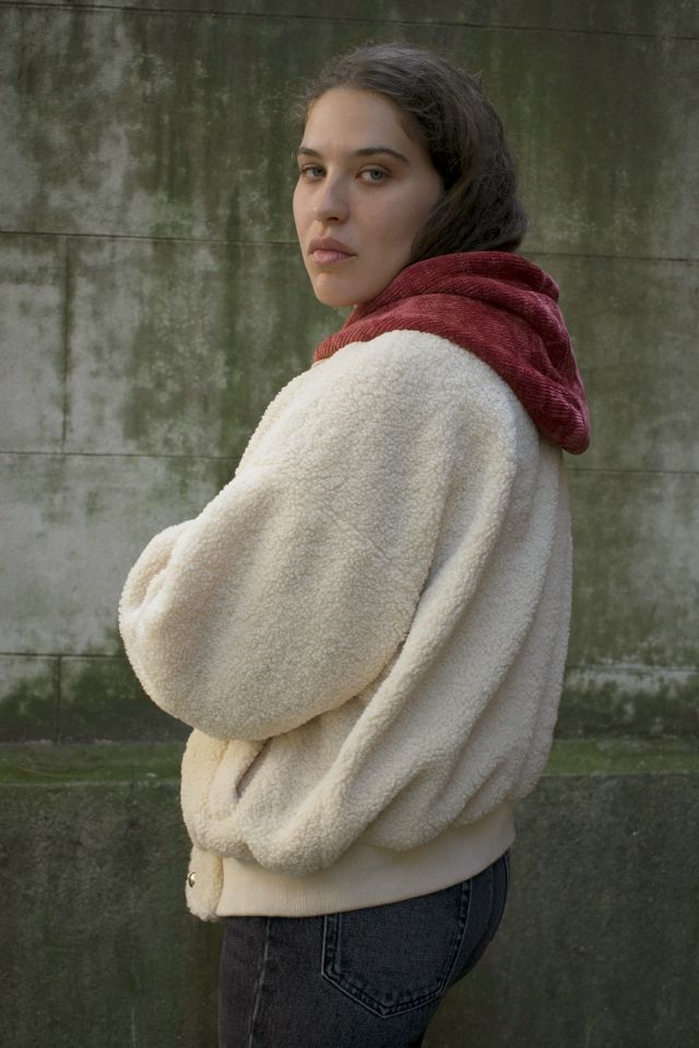 J.O.A. Colorblock Hooded Teddy Jacket  #1