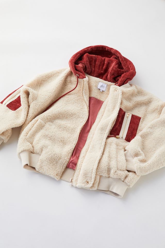 J.O.A. Colorblock Hooded Teddy Jacket  #3
