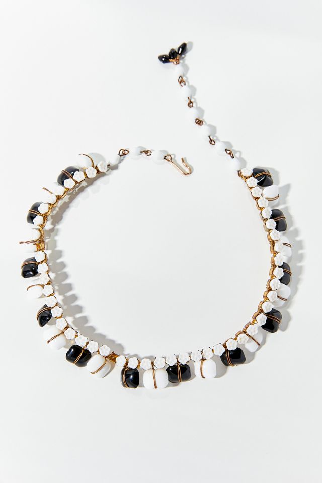 Vintage Black And White Beaded Necklace | Urban Outfitters Canada