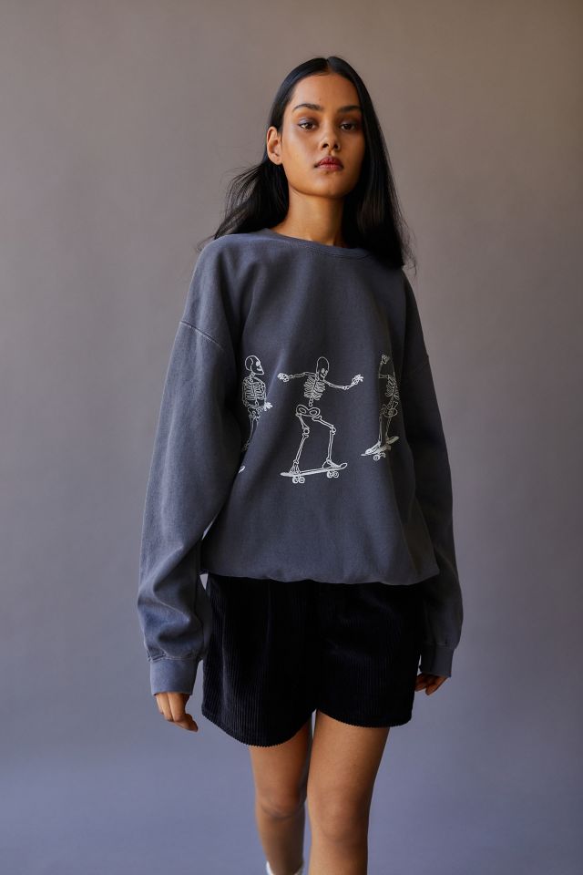 Skeleton riding skateboard sweatshirt sale